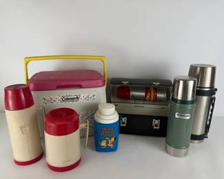 Vintage Thermos, Stanley Coleman Cooler Collection with Hong Kong Phooey Thermos