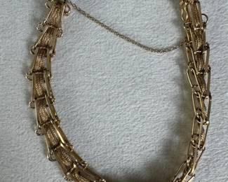 14K Gold MultiStrand Woven Link Bracelet with Safety Chain 13.07g