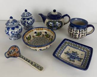 Boleslawiec Polish Pottery Blue and White Porcelain Decorative Collection