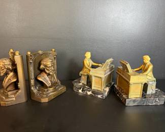 Vintage Longfellow Composer Figural Bookends