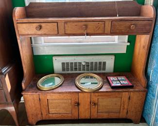 Antique primitive open cupboard