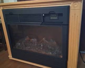 Heat Surge Fireless Flame Electric Fireplace w Amish Oak Mantel