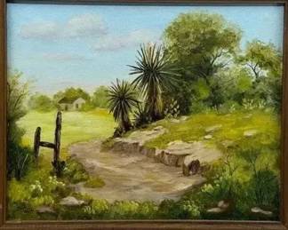 Original Texas Hill Country Oil Painting Signed J. Jandt Seguin TX Artist