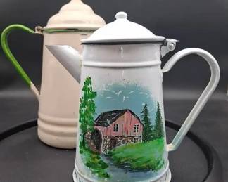 Vintage Metal Tea Kettles 2 Pc
