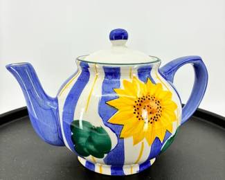 Vintage Ceramic Cooks Club, Sunflower, Striped Teapot, Thailand