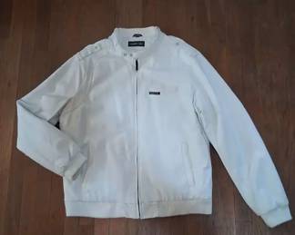 Members Only White Faux Leather Bomber Jacket Mens XXL