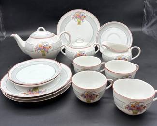 Antique Z.S. C. Bavaria Floral Porcelain Tea Dessert Set 17 Pc