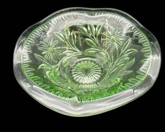 1930s Jeannette Glass Uranium Glass Bowl.Sunflower Pattern