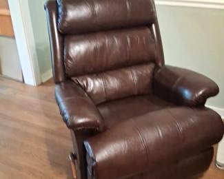 LaZBoy Dark Brown Upholstered Rocker Recliner Manual Lever