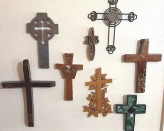 8 Decorative Wall Crosses Wood, Metal, Celtic Mosaic Styles