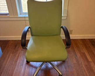 Green Upholstered Rolling Office Desk Chair with Arms
