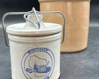 Vintage Ceramic Stoneware Crock, Wisconsin Homestead Cheese Crock