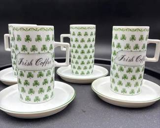 vintage 1970s Japanese ceramic Irish coffee cup and saucer set.