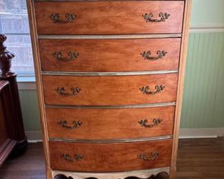 Vintage French Provincial 5drawer Tall Boy Chest Dresser