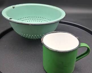 Vintage Metal Strainer And Cup Set