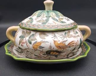 Vintage Wong Lee 1895 Hand Painted Lidded Soup Tureen