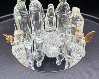 Vintage Glass Nativity Set 1980s