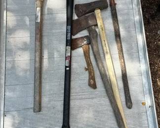 Vintage Axes, Hatchets PickMattock Hand Tools 6 Pc