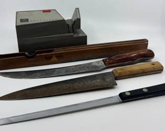 Vintage Knife Set And Sharpener