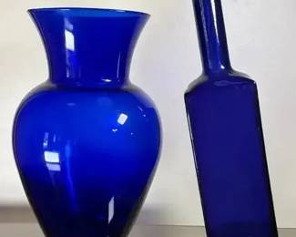 Vintage Cobalt Blue Glass Vase Bottle