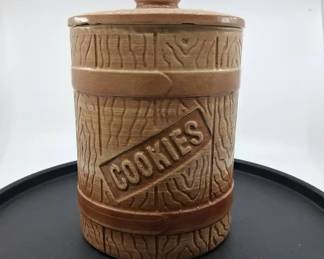 Vintage AthTex USA Stoneware Cookies Lidded Cookie Barrel