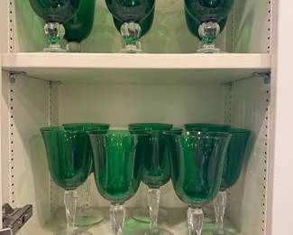 green glass stemware