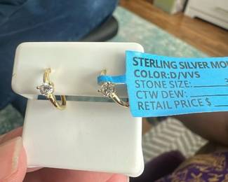 Sterling Silver Moissanite 3mm Earrings