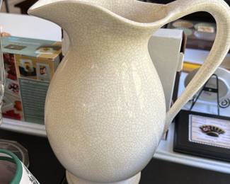 Cream Crackle Glazed Ceramic Pitcher