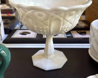 Milk Glass Compote Pedestal Bowl