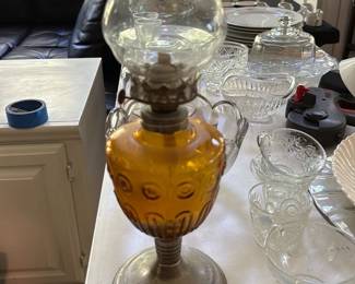 Amber Glass Oil Lamp