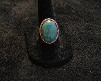 Turquoise ring sterling silver (7.5)