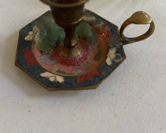 Brass Chamberstick with Enamel Base
