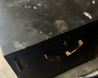 vintage black metal storage chest 