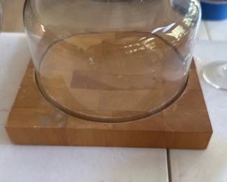 Glass Dome on Wood Base