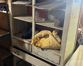 wooden double-stacked hutch