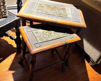 Pair brass top stands