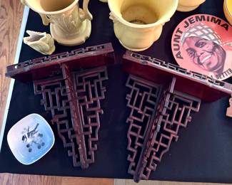 Pair chinoiserie shelves