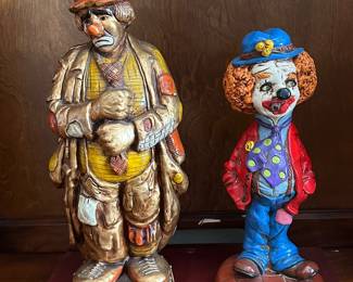 Vintage 1967 progressive art products Chalkware clown statues