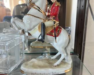 Augarten Wien Porcelain Lipizzaner Horse and Rider Levade Figurine