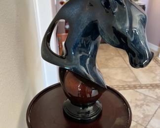 Imago horse sapphire patina sculpture by Stephen Herero