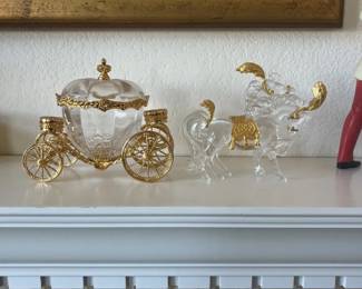 Franklin mint Cinderella crystal and 24 karat gold plated magic coach
