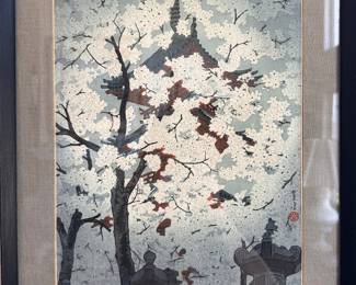 Kasamatsu Shiro Cherry Blossoms at the Toshogu Shrine Ueno Art print