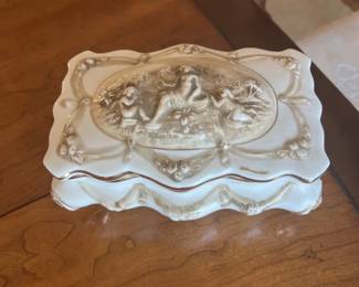 Vintage Italian Capodimonte porcelain Cherub Trinket box
