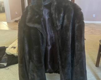 Vintage dark brown genuine mink fur jacket with zippered front