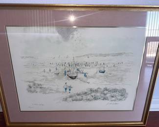 Urbain Huchet Signed St. Eflame Brittany Limited edition Lithograph