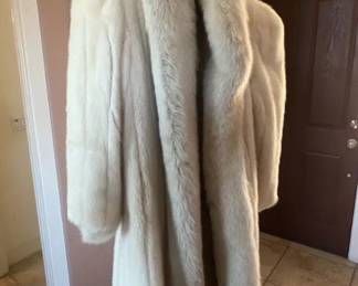 Vintage full-length white mink and fox fur coat