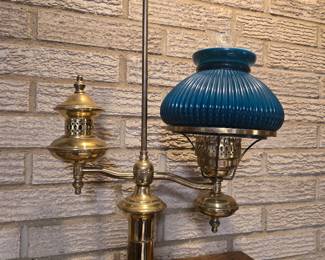 Antique Victorian Brass Student Lamp - c. 1885 - 1900 