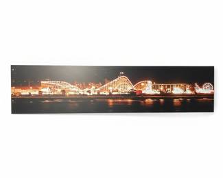 Amusement Park Roller Coaster Nighttime Canvas Wall Art
