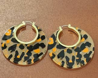 Leopard Print Acetate Hoop Earrings