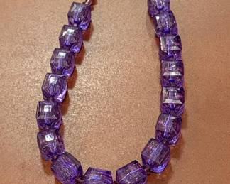 Vintage Faceted Amethyst Glass Bead Necklace